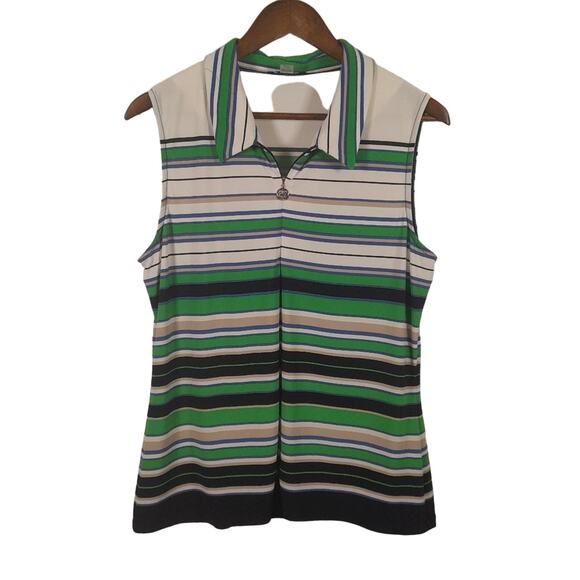 Tommy Hilfiger Tops - Tommy Hilfiger Striped Polo Style Tank Top Women L Normcore Preppy Classic